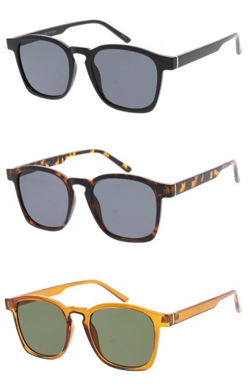 Unisex Square Horn Rimmed Neutral Colored Flat Lens Wholesale Sunglasses