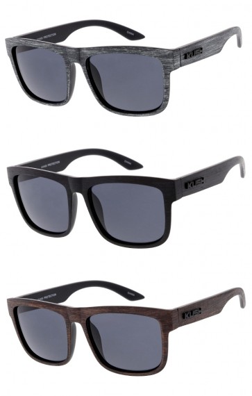 Classic KUSH Horn Rimmed Wood Print Neutral Color Wholesale Sunglasses