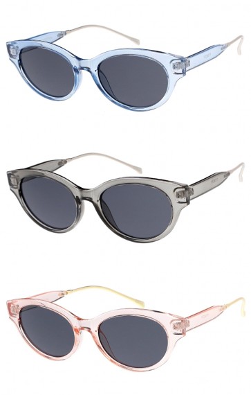 Retro Translucent Colored Plastic Frame Oval Wholesale Sunglasses