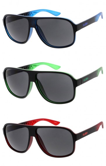 KUSH Men's Premium Lifestyle Two-tone Flat Top Wholesale Sunglasses