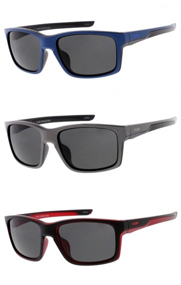 KUSH Men's Casual Sporty Two-Tone Square Wholesale Sunglasses