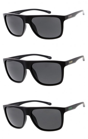 KUSH Men's Casual Sporty Thin Arm Plastic Frame Square Flat Top Wholesale Sunglasses