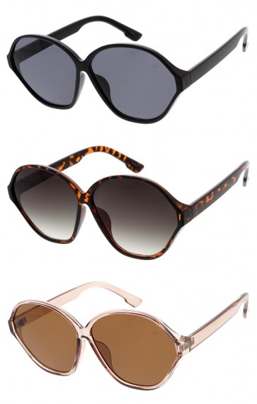 Modern Circular Oval Plastic Frame Oversize Wholesale Sunglasses