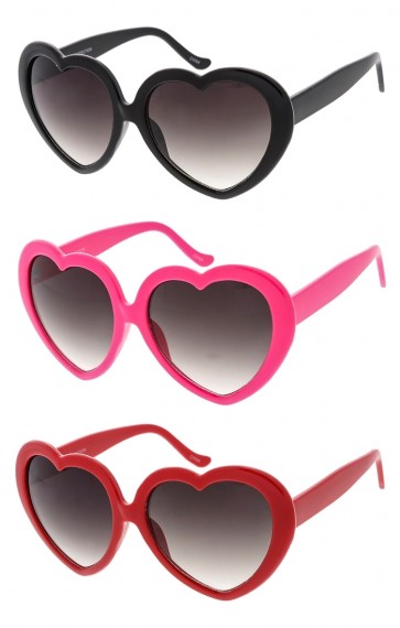 Playful Plastic Heart Frame Womens Wholesale Sunglasses