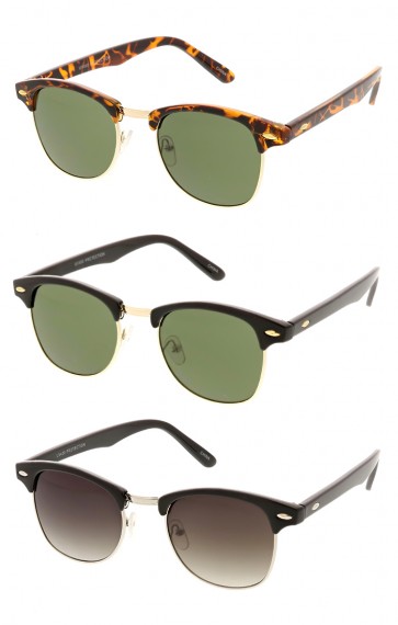 Indie Horned Rim Half Frame Wholesale Sunglasses