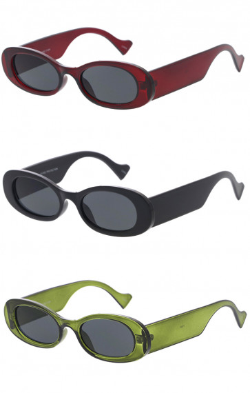 Oval Rimmed Plastic Frame Retro Wholesale Sunglasses 50mm