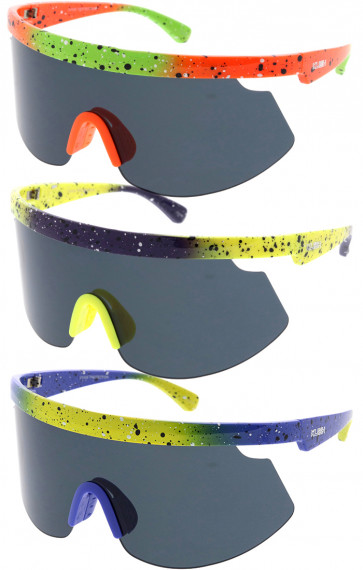 KUSH Color Splash Two Tone Shield Wholesale Sunglasses 85mm