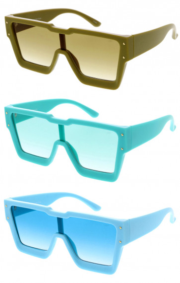 Futuristic Colored Square Rimmed Shield Wholesale Sunglasses 65mm