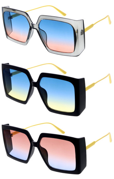 Elegant Colored Lens Metal Oversized Wholesale Sunglasses 56mm