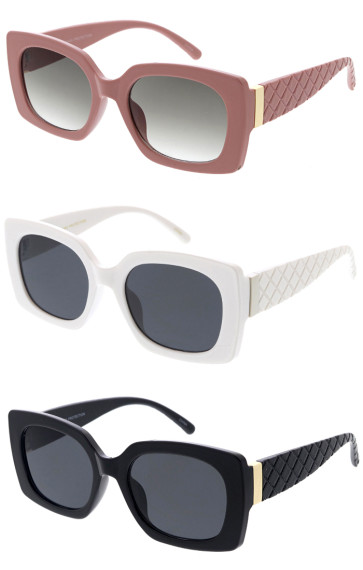 Chunky Square Argyle Arms Retro Wholesale Sunglasses 52mm