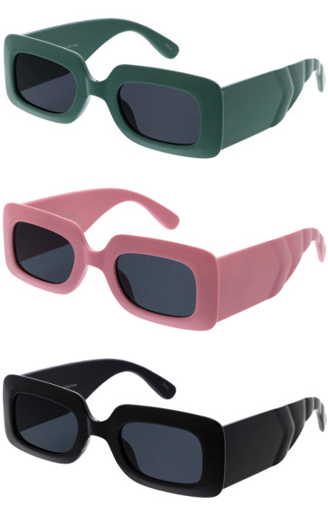 Chunky Thick Arm Retro Square Wholesale Sunglasses 50mm