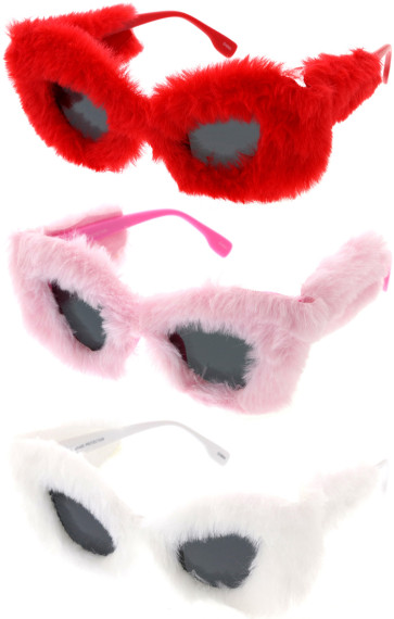 Fluff Fuzzy Frame Furry Cat Eye Wholesale Sunglasses 46mm