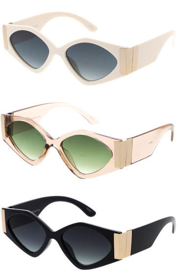 Exaggerated Metal Accent Thick Rimmed Geometric Wholesale Sunglasses 53mm