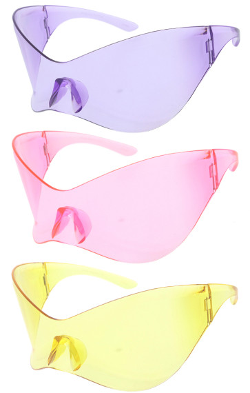 Exaggerated Oversized Translucent Color Pop Wraparound Visor Shield Wholesale Sunglasses