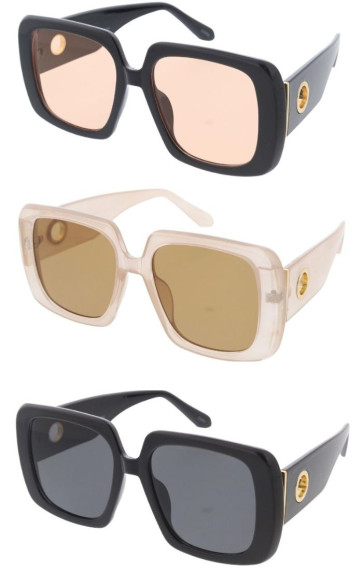 Oversized Chunky Circle Ring Hole Temple Arm Detail Round Square Wholesale Sunglasses