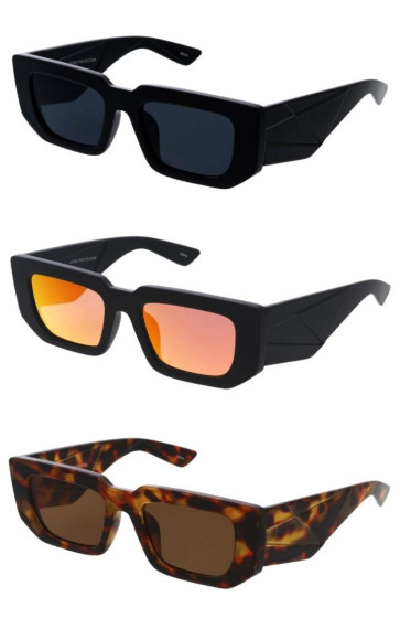 Sleek Geometric Pattern Chunky Arm Square Wholesale Sunglasses