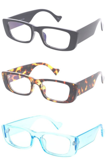 Retro Thick Rimmed Rectangular Square Clear Lens Blue Light Filter Wholesale Glasses