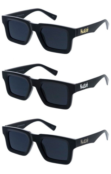 KUSH Retro Thick Rimmed Medium Rectangular Square Horn Rimmed Wholesale Sunglasses