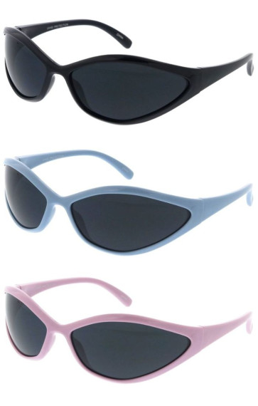 Sleek Colorful Curved Wraparound Active Lifestyle Sporty Wholesale Sunglasses