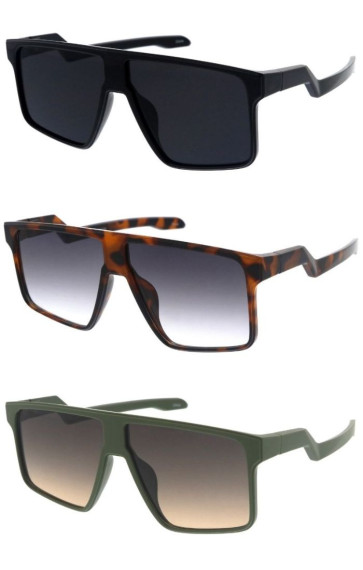 Large Plastic Frame Zigzag Arm Geometric Square Aviator Wholesale Sunglasses