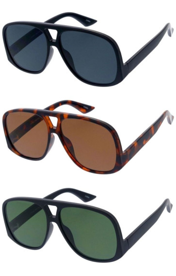 Bottom Arm Plastic Frame Crossbar Square Aviator Wholesale Sunglasses