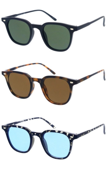 Classic Lightweight Plastic Frame Metal Detail Round Square Wholesale Sunglasses