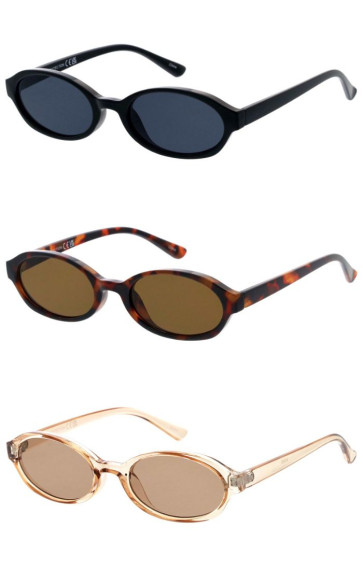 Small Retro Slim Thick Plastic Frame Neutral Geometric Oval Round Wholesale Sunglasses