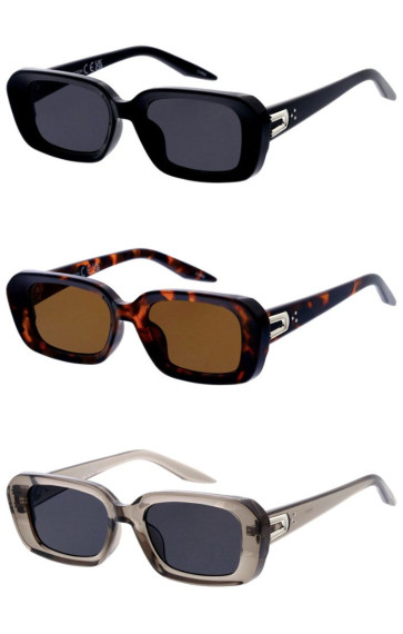 Retro Thick Rimmed Plastic Frame Metal Temple Detail Square Geometric Wholesale Sunglasses