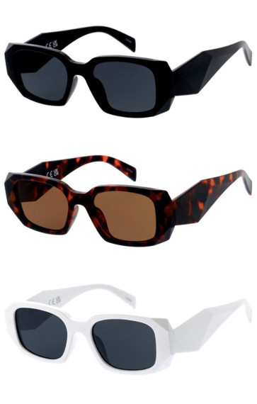 Retro Chunky Textured Arm Thick Rimmed Square Geometric Wholesale Sunglasses