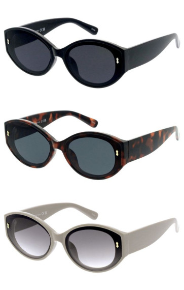 Chic Fashion Chunky Arm Semi Backframe Flat Side Round Oval Wholesale Sunglasses