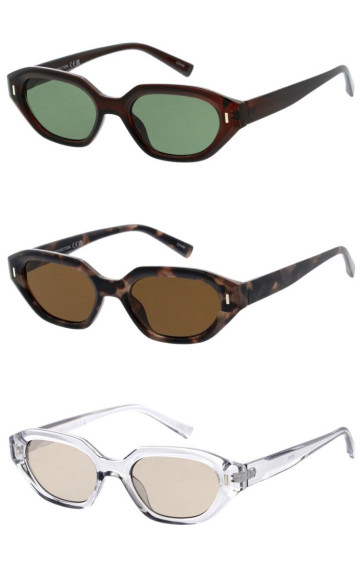 Chic Bevelled Plastic Frame Oval Cat Eye Style Geometric Wholesale Sunglasses