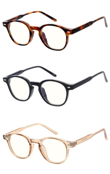 Retro Style P3 Keyhole Clear Lens Horn Rimmed Round Blue Light Filter Wholesale Sunglasses