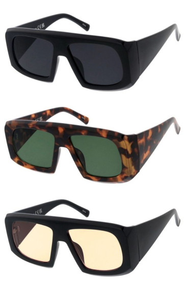 Retro Large Chunky Fashion Plastic Frame Geometric Aviator Wholesale Sunglasses