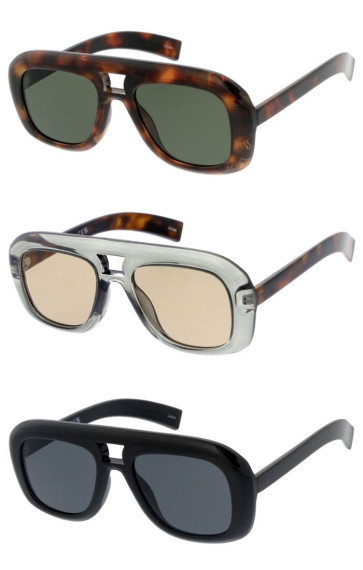 Large Bubbly Chunky Retro Plastic Frame Nosebridge Rounded Geometric Aviator Wholesale Sunglasses