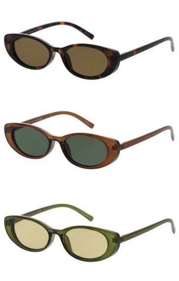 Thick Rimmed Retro Slim Frame Oval Cat Eye Style Geometric Wholesale Sunglasses