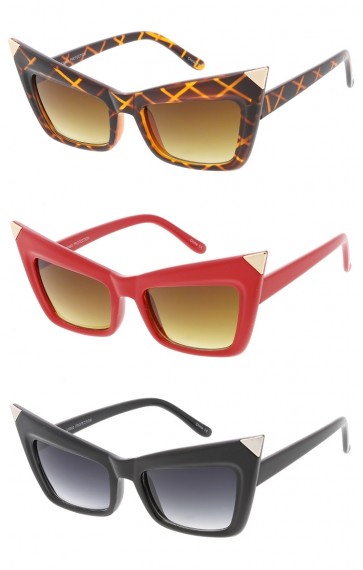 Womens Metal Point Cat Eye Sunglasses