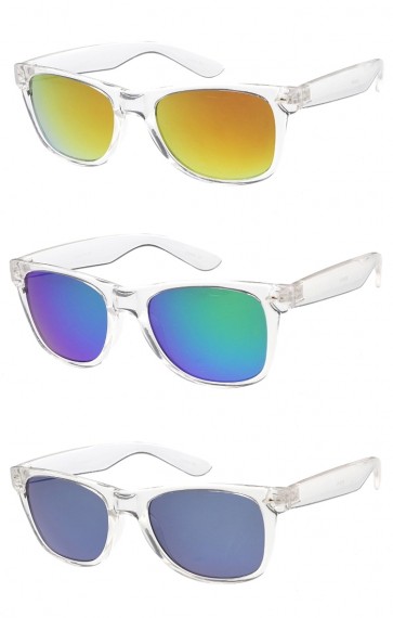 Retro Horned Rim Frame Mirrored Lens Wholesale Sunglasses