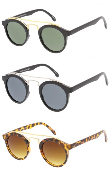 Retro Dapper Cross Round Aviator Wholesale Sunglasses