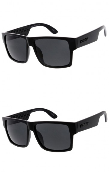 Men's KUSH Flat Top Horn Rimmed Textured Wide Arm Wholesale Sunglasses