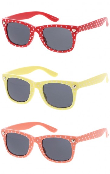 Kids Horn Rimmed Colorful Polka Dot Print Wholesale Sunglasses