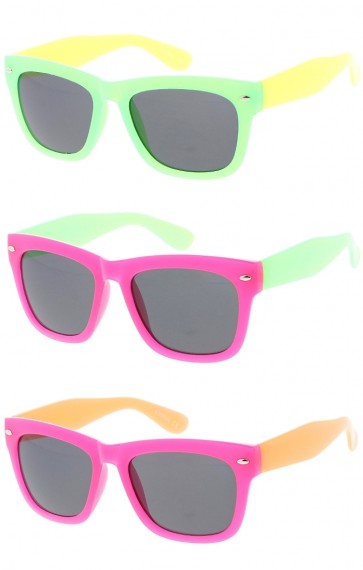 Kids Two Tone Horn Rimmed Wholesale Sunglasses