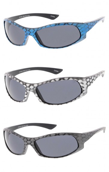 Kids Sports Wrap Matte Snake Skin Wholesale Sunglasses