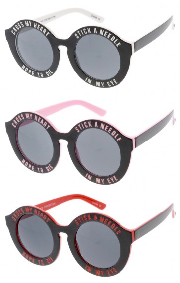 Kids Vintage-Inspired "Cross My Heart" and "Hope to Die" Round Sunglasses 41mm