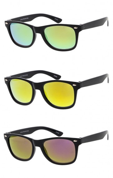 Kids Mirror Lens Horn Rimmed Wholesale Sunglasses