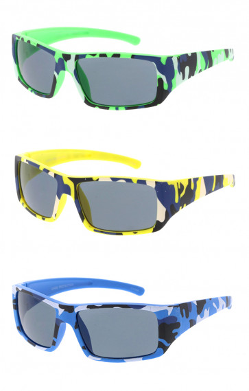 Kids Camouflage Color Wholesale Square Sporty Sunglasses 51mm