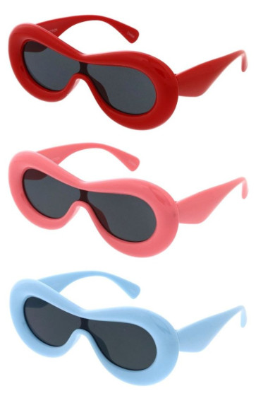 Kids Silly Exaggerated Goofy Chunky Rounded Aviator Shield Wholesale Glasses