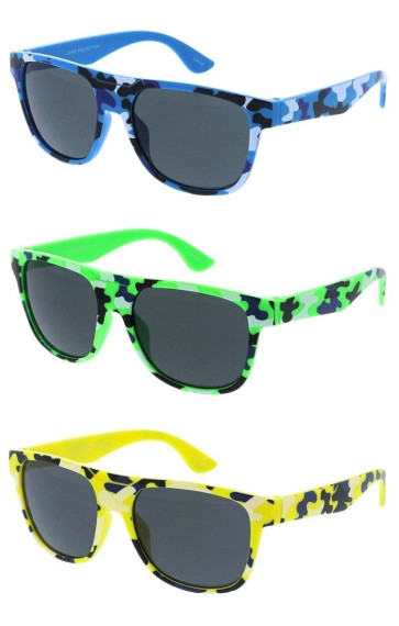 Kids Camo Boys Sporty Horn Rimmed Wholesale Sunglasses