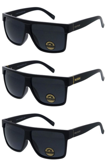 KUSH Polarized Old School Raised Top Frame Square Aviator Wholesale Sunglasses