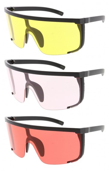 Oversized Half Shield One Piece Color Lens Wholesale Sunglasses