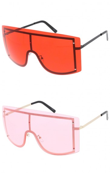 Large Oversized One Piece Shield Color Lens Wholesale Sunglasses (Limited Re-Release)